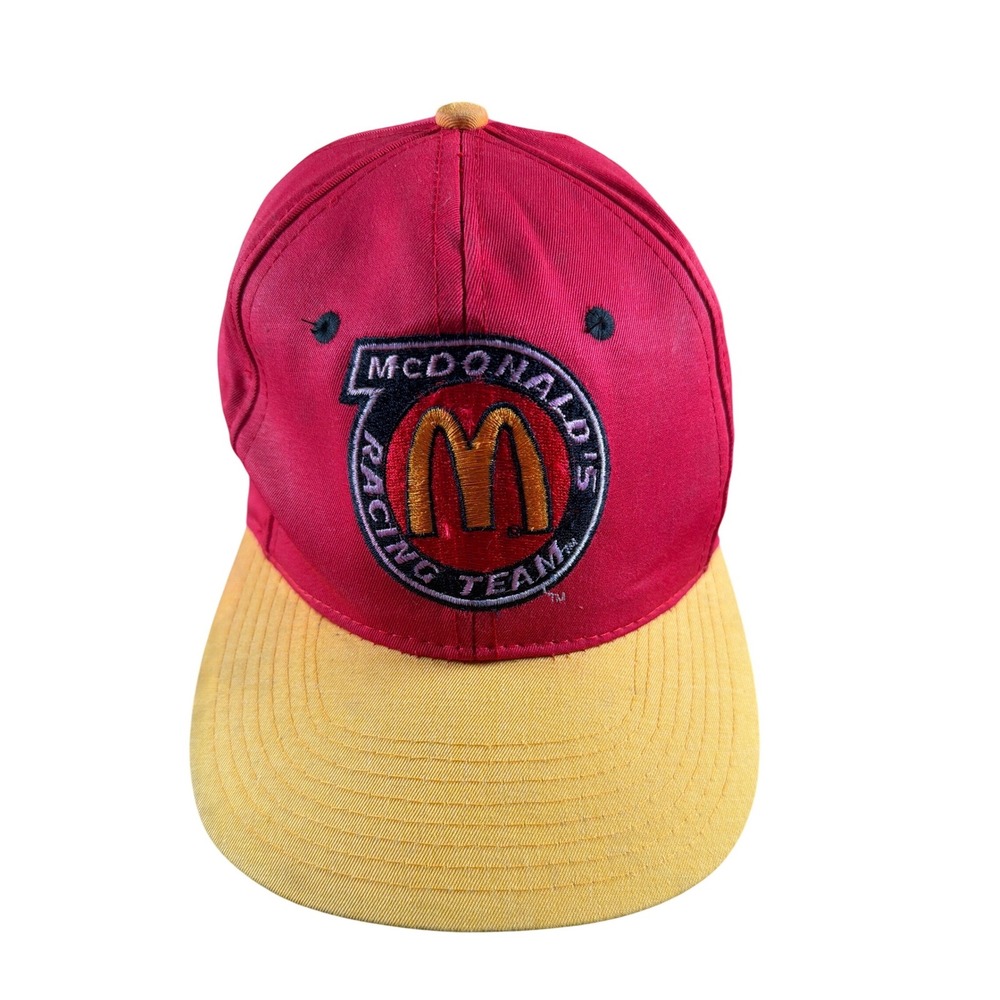 Vintage 90s Jimmy Spencer McDonalds Racing Team #27 Snapback Hat Red NASCAR Car